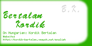 bertalan kordik business card